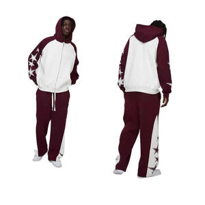 High Quality Custom Men's Sweatsuits 2 Piece Set Oversized Cotton Fleece Jogger Sets Hoodie Winter Pullover Zipper - Product Image 1