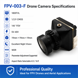 กล้องโดรนอุตสาหกรรม FPV 003 F ความละเอียด 1800TVL 1/2.9 CMOS WDR รองรับแสงน้อย ความหน่วงต่ำ มุมมองภาพ 146 องศา แรงดันไฟฟ้า 5V 40V - Product Image 3