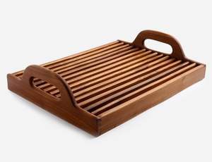 Bandeja de servicio de madera de Acacia premium y elegante, diseño Art Deco para boda, o Diwali Ramadán, bandeja de madera decorativa - Product Image 4