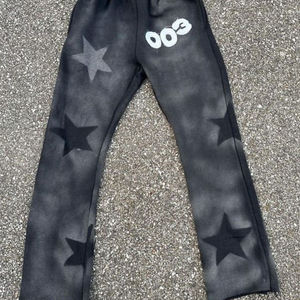 Survêtements évasés pour hommes, délavés à l'acide, avec broderie personnalisée, pantalon à capuche en molleton XL, Streetwear avec logo, hiver - Product Image 4