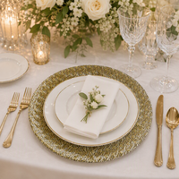 Assiette décorative en verre de 13 pouces, sans plomb, ambrée, à motif diamant en relief, pour mariage, vente en gros