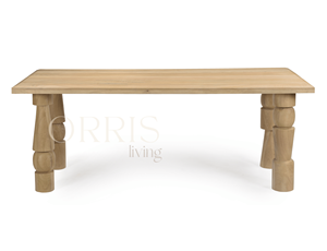 Elegante mesa de comedor de madera maciza con patas talladas únicas, diseño duradero y acabado natural para un estilo atemporal. - Product Image 3