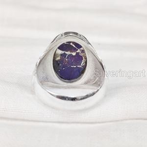 Anillo de exportación para hombre, piedra preciosa turquesa de cobre púrpura Natural, anillo de piedra natal de diciembre, joyería fina árabe, anillo de Plata de Ley 925 - Product Image 6