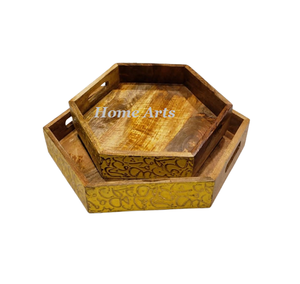 Ensemble de 2 plateaux de service islamiques en bois, différentes tailles, pour snacks et desserts, au prix le plus bas - Product Image 5