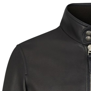 แจ็กเก็ตผู้ชายผ้าใบหนังแท้คอพับแฟชั่น2024ฤดูใบไม้ร่วง/ฤดูหนาวกำหนดขนาดได้เองเสื้อคลุมกันน้ำสีดำ - Product Image 5