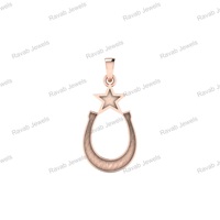 Pendentif tendance personnalisé en argent sterling 925, bijou massif de haute qualité avec estampille 925, design féminin étoile et fer à cheval parfait