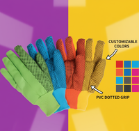 Gants PowerGrip haute visibilité en coton vert PVC à pois avec poignet en tricot à double paume pour hommes Protection des mains en entrepôt