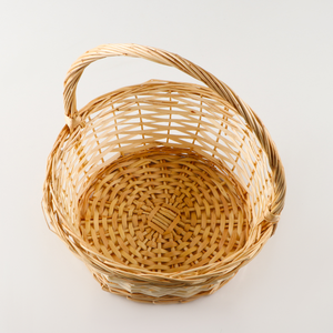Handcrafted Rattan Round <b>Gift</b> <b>Basket</b> Set / Natural Woven Wicker <b>Hamper</b> with High Arch Handle - Product Image 5