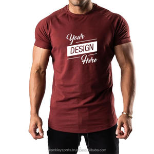 T-shirt de Sport à manches courtes pour hommes, de haute qualité, taille Plus, Gym, Fitness, col rond, en coton, vente en gros - Product Image 1