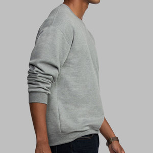 Sudadera de cuello redondo para hombre, manga larga, ajuste Regular, gris Heather, último algodón, cuello redondo térmico, estilo F260 - Product Image 2