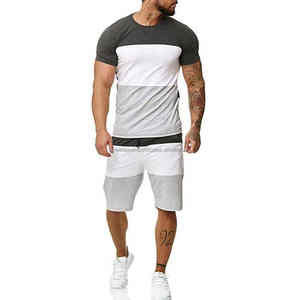 Ensemble de t-shirts et de shorts d'été pour hommes respirants Vente en gros d'été Ensemble de shorts à manches 100% coton pour hommes - Product Image 1