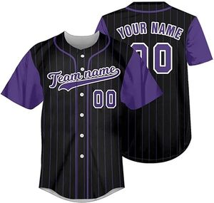 Maillot de baseball personnalisé à rayures, nom d'équipe personnalisé, numéro, uniforme sportif bicolore, respirant, doux, vêtements d'entraînement - Product Image 1