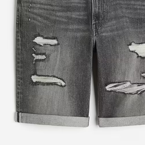 High Waist Ripped Shorts Trendy 100% Cotton Solid Pattern Lightweight Casual Summer Wear OEM Available - Product Image 4