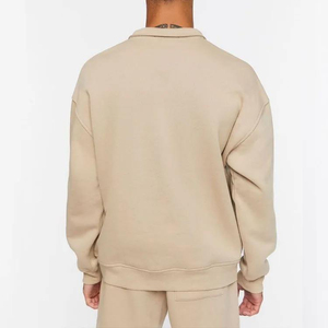 Wholesale 2025 Men Custom Half Quarter Zip Fleece <b>Crewneck</b> Blank Long Sleeve Cotton Unisex Pullover Zip up Sweatshirt - Product Image 2