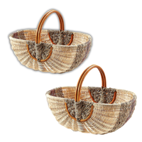 PANIER DE RÉCOLTE EN ROTIN traditionnel PANIER DE PIQUE-NIQUE du Vietnam avec poignées pour un transport et un stockage faciles Idéal pour la cueillette de fruits