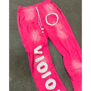 Best Selling Custom Rhinestone <b>Distressed</b> Embroidery Men's Hoodie Sweatpants Set Sun Faded Acid Wash Tracksuits with OEM - Product Image 5