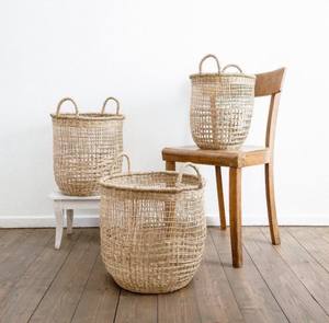 ตะกร้าเก็บของหญ้าทะเลทรงกลม,ตะกร้าเก็บของทำจากวัสดุธรรมชาติทำด้วยมือเป็นมิตรกับสิ่งแวดล้อมจากเวียดนาม - Product Image 1