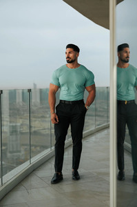 Venta al por mayor de Camisetas Personalizadas para hombre, Camiseta ajustada con cuello redondo, 100% algodón, transpirable, secado rápido, ropa de gimnasio y entrenamiento, camiseta para hombre - Product Image 2