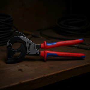 Cortador de Cables Knipex (Principio de Trinquete de 3 Etapas) con Cabeza Pulida Atramentizada Negra, Mangos con Agarre Multicomponente, Tijeras de Corte - Product Image 3