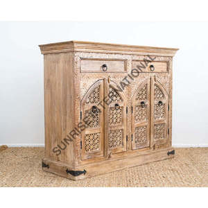 Mehrabi Design Buffet en bois de manguier sculpté à la main style moderne du milieu du siècle pour bar ou mobilier de ferme - Product Image 5