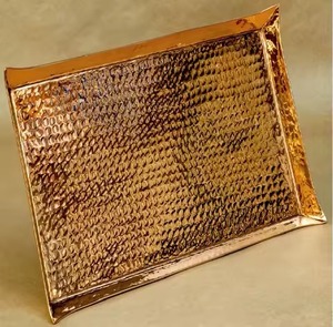 Plateau de service Design martelé en cuivre pur pour la maison Hôtel Restaurant Fête Mariage Service Ware - Product Image 4