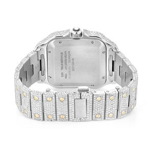 Montre de luxe unisexe Hip Hop à quartz en acier inoxydable glacé avec diamants VVS, mouvement ETA, cadran 41 mm, chiffres romains - Product Image 5