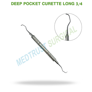 Cureta Gracey de bolsillo profundo, larga, 3/4, para limpieza dental periodontal, para descalcificación subgingival profunda y planificación radicular - Product Image 2