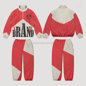 Pantalones acampanados con cremallera y cortavientos de alta calidad de talla grande, conjunto de dos piezas de chándal y chaqueta de chándal de nailon para hombre para Unisex - Product Image 1