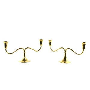 Attractiive <b>Candle</b> <b>Holder</b> Glossy Gold Plated 2 Arms Candleholder for Home & Hotels Tabletop Centerpiece Handmade Candleholders - Product Image 2
