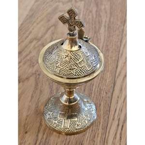 High Shinny Brass <b>Incense</b> Burner Cross on Top Religious Luxury Item Decorative Censer Fragrances Diffuser <b>Incense</b> Burner - Product Image 2