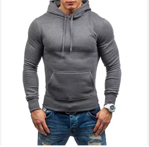 Pull à capuche de haute qualité pour hommes avec logo personnalisé respirant doux au toucher fermeture à cordon hauts d'entraînement sportif avec poche - Product Image 1