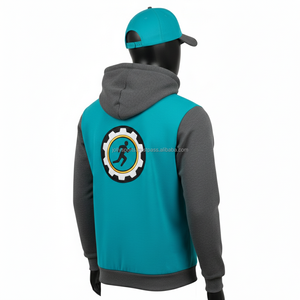 320GSM <b>women</b> zipper hoodie cotton <b>fleece</b> teal <b>grey</b> panel style cozy fit with customizable embroidered logo zipper basics hoodies - Product Image 5