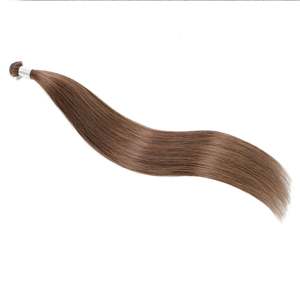 Genius Hand <b>Tied</b> Weft Hair Extensions 100% Remy Raw Hair Natural Straight #6 Medium <b>Brown</b> Super Double Drawn - Product Image 4