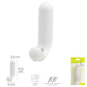 Gancio adesivo/a vite bianco - Product Image 2