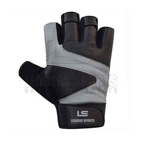 Gants de musculation demi-doigts en cuir personnalisables avec logo, antidérapants, avec sangle de poignet réglable, pour hommes et femmes, qualité supérieure, LEADER - Product Image 2