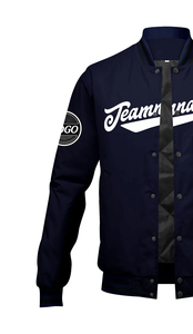 Veste universitaire à col montant style rétro en laine et cuir avec logos d'équipe brodés MCACVJ22 - Product Image 5