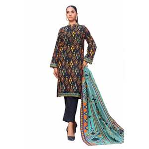 Traje Salwar Kameez de 3 Piezas sin Coser, de Algodón Khaddar Estampado, Ropa Étnica Pakistaní e India para Festivales-SD-42132 - Product Image 3