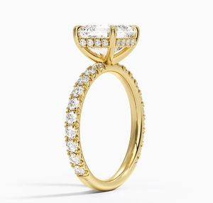 Bague de fiançailles Empress en diamant taille Asscher avec halo pavé pour femme, idéale pour collection romantique, diamants de laboratoire - Product Image 2