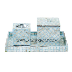 กระถางธูปมุกสีฟ้าสำหรับตกแต่งบ้านของขวัญในร่มชุดเครื่องเขียน mubkhar - Product Image 1