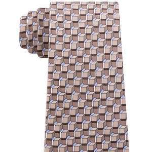 Cravatta Classica da Uomo Michael Kors in Twill di Seta con Stampa Geometrica Angolare, Beige, Taglia Regolare - Product Image 3