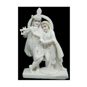 Estatua de mármol blanco pulido de la mejor calidad, Radha & Krishna, con adoración y decoración de templo para la Oficina y el hogar - Product Image 1