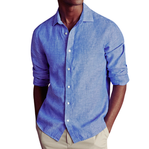 Camisa Premium de Lino Puro Azul Cobalto | Ropa de Verano Transpirable, Ligera y Elegante - Product Image 5