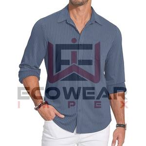Hombres de negocios Nuevo estilo Camisa de manga larga de negocios Casual Vestido sin hierro Antiarrugas Slim Fit Hombres Ropa Camisas a rayas - Product Image 4