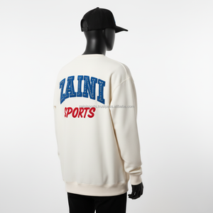 Premium 380 GSM coton polaire sweat doux tissu brossé broderie personnalisée Logo unisexe col rond Style basiques sweats - Product Image 4