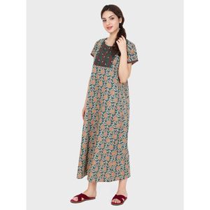 Robe de nuit longue en rayonne tissée pour femme - Décontractée, douce, taille élastique, couleur turquoise - Product Image 4