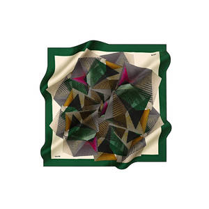 Green Cotton Floral Pattern Square Scarf - Product Image 1