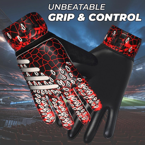 Gants de gardien de but de football en cuir professionnel, logo personnalisé, respirant, fermeture à scratch, entraînement en plein air, unisexe - Product Image 4