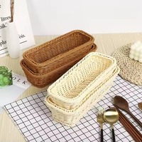 Panier de rangement pour couverts de cuisine d'hôtel et de restaurant, en rotin tressé rectangulaire, pour baguettes, couteaux et fourchettes, design flexible