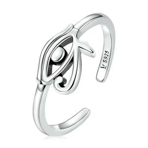 925 Rose Gold & 18K Plated Argent <b>Ring</b> Fashionable Oeil D'Horus Inlay Signet with Trendy Eye Shape 1st Number Style - Product Image 1