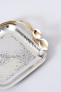 Bandeja y Plato Moderno con Diseño de Hojas para Servir Ensaladas y Frutas, Decoración de Mesa para Bodas, Regalo de Navidad en Dorado y Plateado - Product Image 4